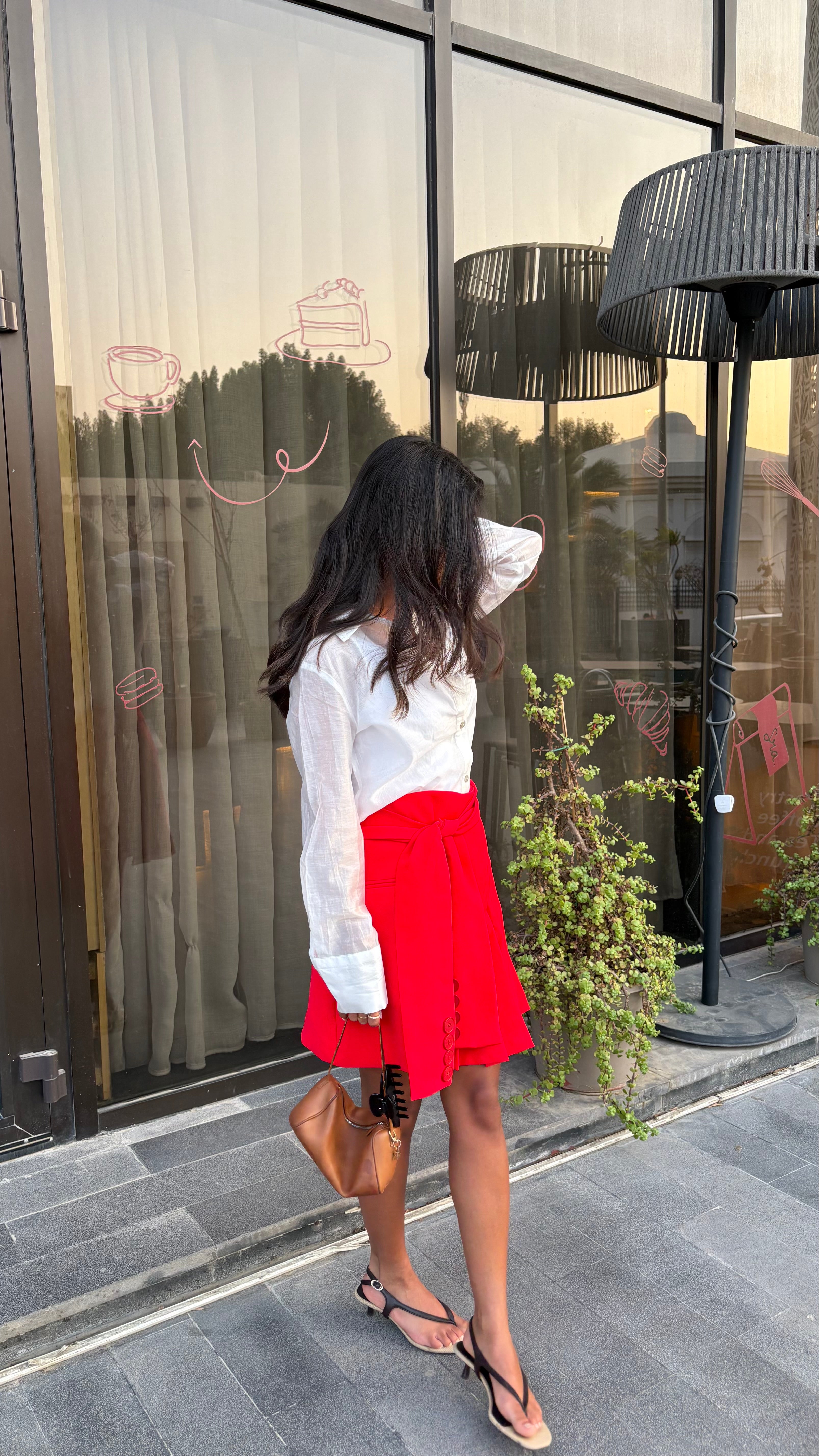 Wrap red skirt