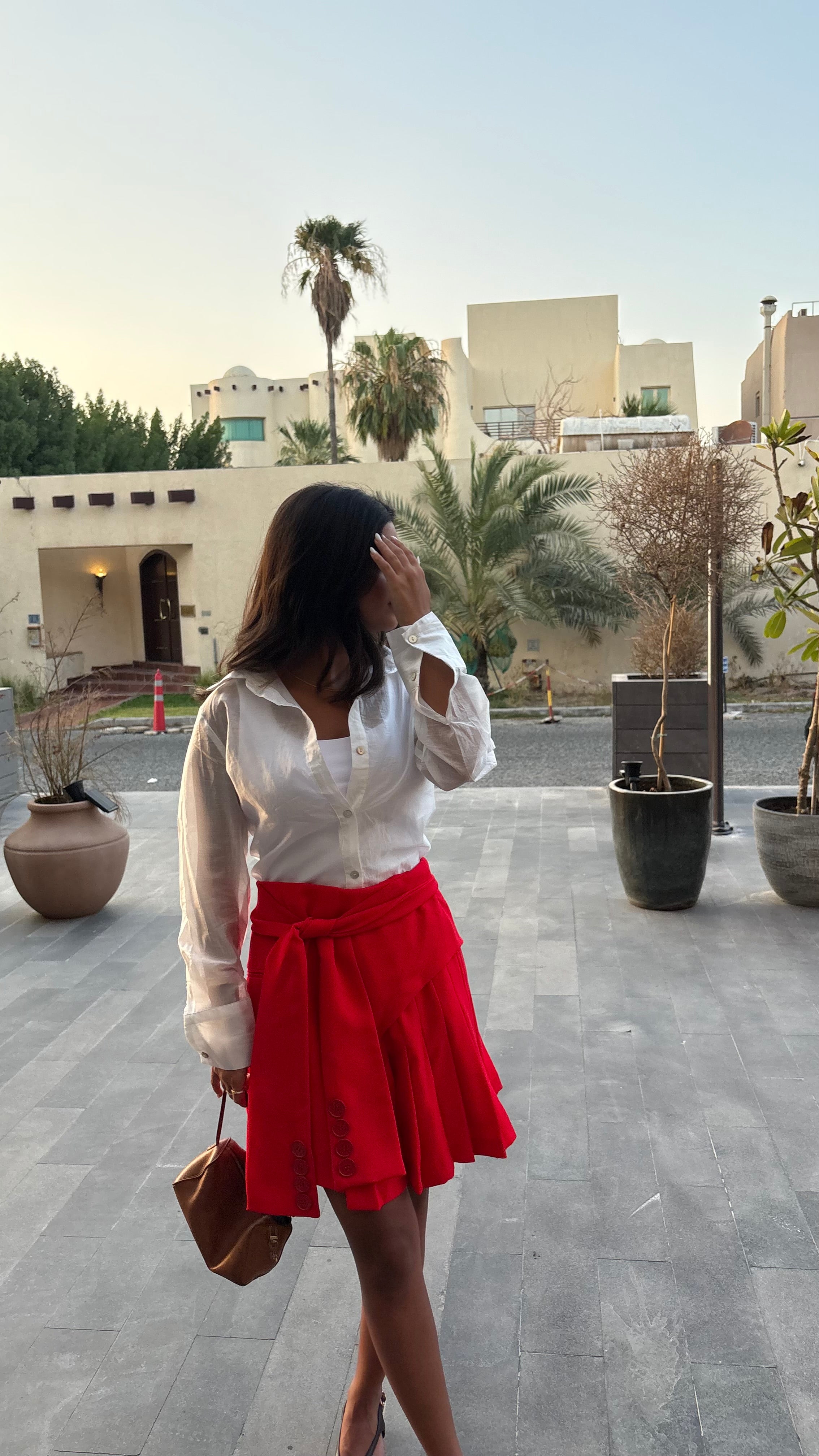Wrap red skirt