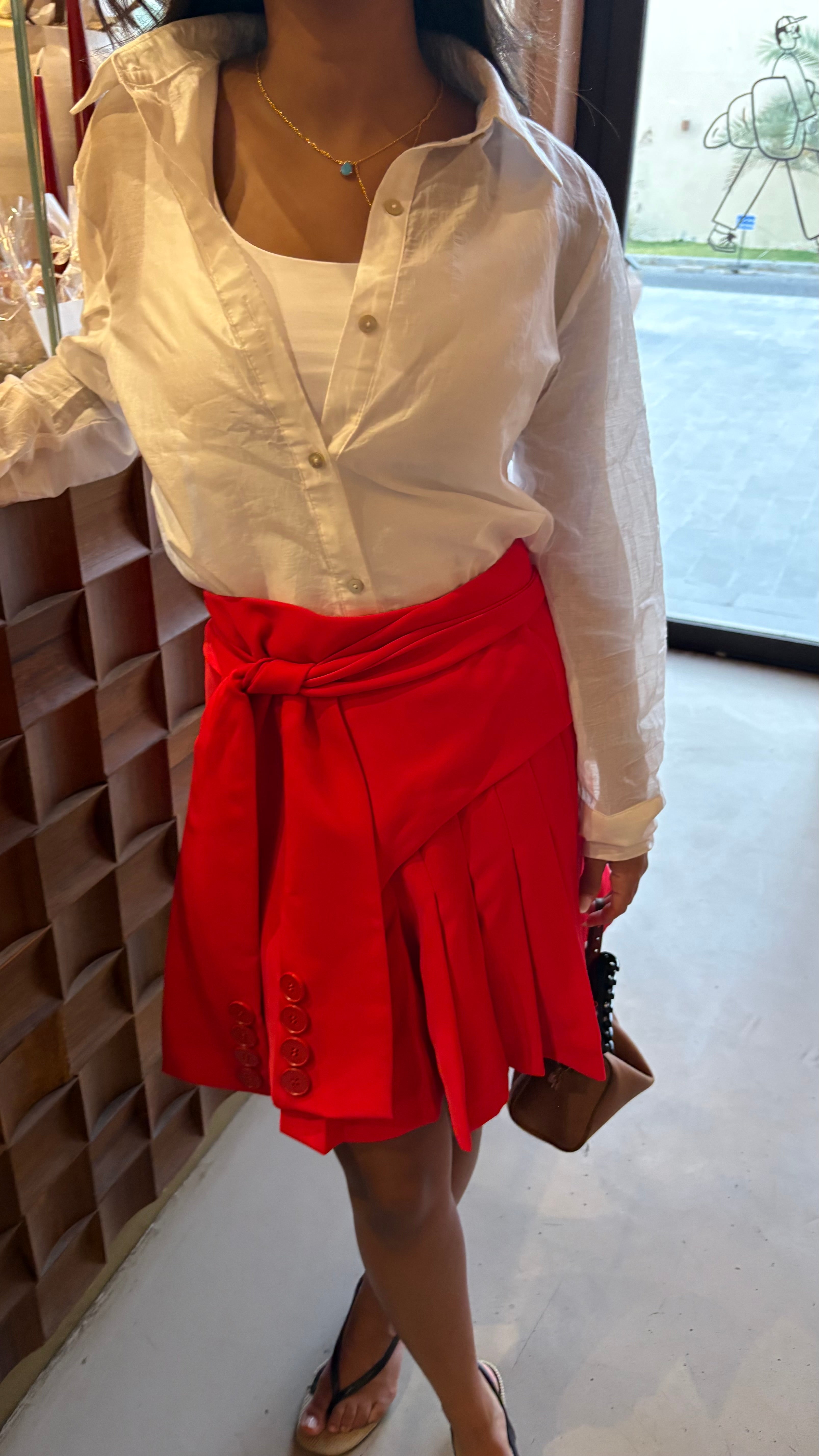 Wrap red skirt